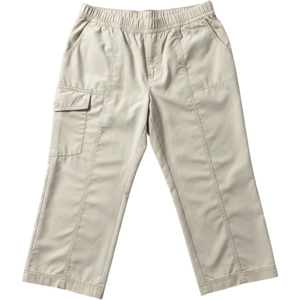Chicos Weekends Crop Pants Beige 1.5 Medium Women Pull On Stretch Casual Utility
